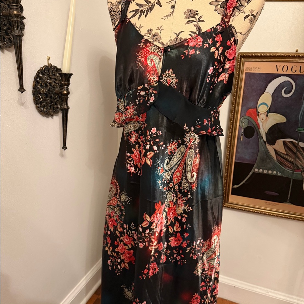 Y2K Floral Satin Slip Dress